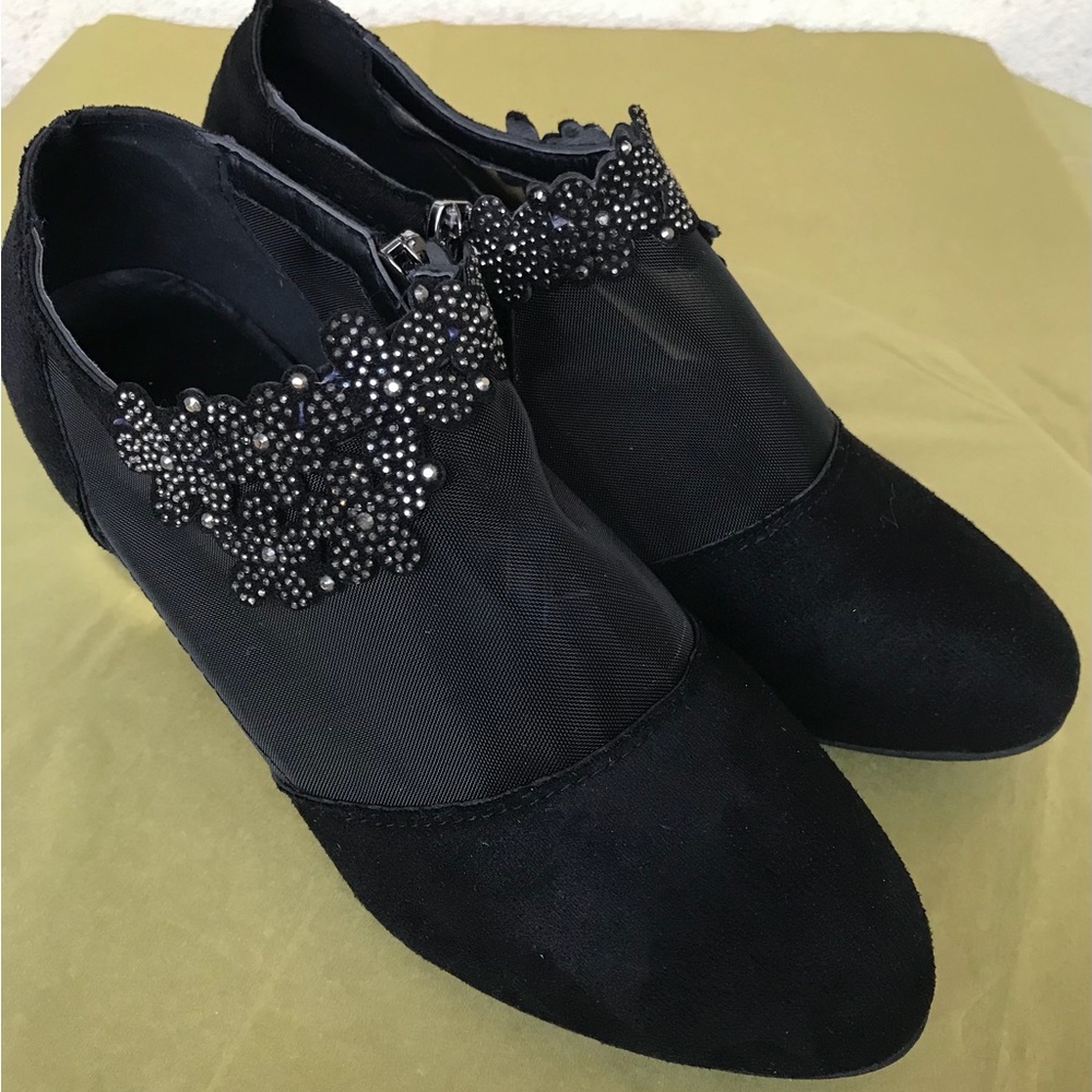 Chic Black Ankle Booties with Beaded Detail. Excellent condition. Used 1 time.